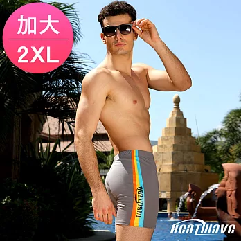 Heatwave熱浪 加大男泳褲 四角平口泳褲-勁彩生活-200灰色2XL(EL)