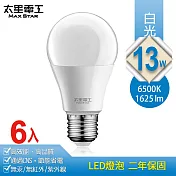 【太星電工】13W超節能LED燈泡(6入)白光/暖白光 白光