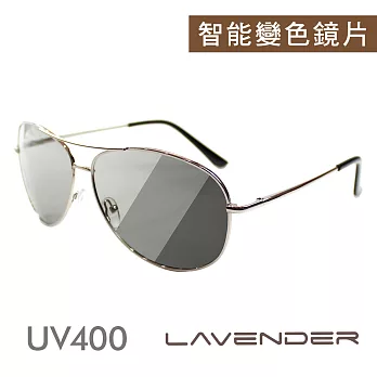Lavender-智能感光變色偏光太陽眼鏡-經典飛官款-銀色(附精美鏡盒&拭鏡袋)