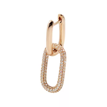 apm MONACO法國精品珠寶 閃耀鑲鋯玫瑰金色單邊雙環垂墜耳環