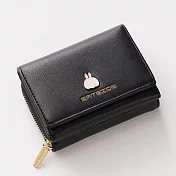【L.Elegant】韓版時尚三折少淑女短夾拉鏈零錢包(共三色)B500黑色