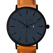 PICONO iempre 簡約黑色法國真皮錶帶對錶手錶 / SI-10901 藍色 男生款