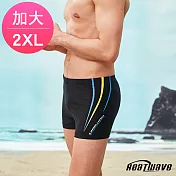 Heatwave熱浪 加大男泳褲 四角平口-海流線359黑色2XL