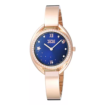 NATURALLY JOJO 披星戴月晶鑽腕錶-玫瑰金X藍