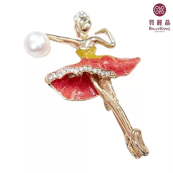 BILLY KING 貝麗晶 【芭蕾舞者系列-18】(BK218-橘色)  芭蕾舞者珍珠胸針