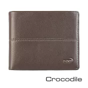 【Crocodile】Classic 經典系列素面軟皮短夾 0203-3603 咖啡色