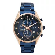 日本DW D3225 簡約設計真三眼計時鐵帶手錶- 藍玫