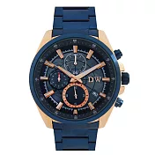日本DW D3216 環遊地球真三眼計時鐵帶手錶- 藍玫