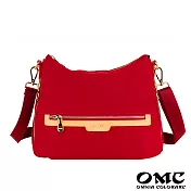 【OMC】城市休旅側拉鍊大容量尼龍兩用包- 紅色