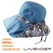 Lavender-夏日遮陽雙面帽-名媛款-尼加拉藍-可折疊收納，另附防風繩