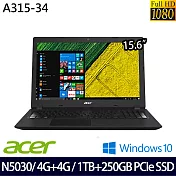 【全面升級】ACER宏碁Aspire 3 A315-34-P3G4 15.6吋FHD/N5030/4G+4G/1TB HDD+250G SSD/win10 輕薄筆電