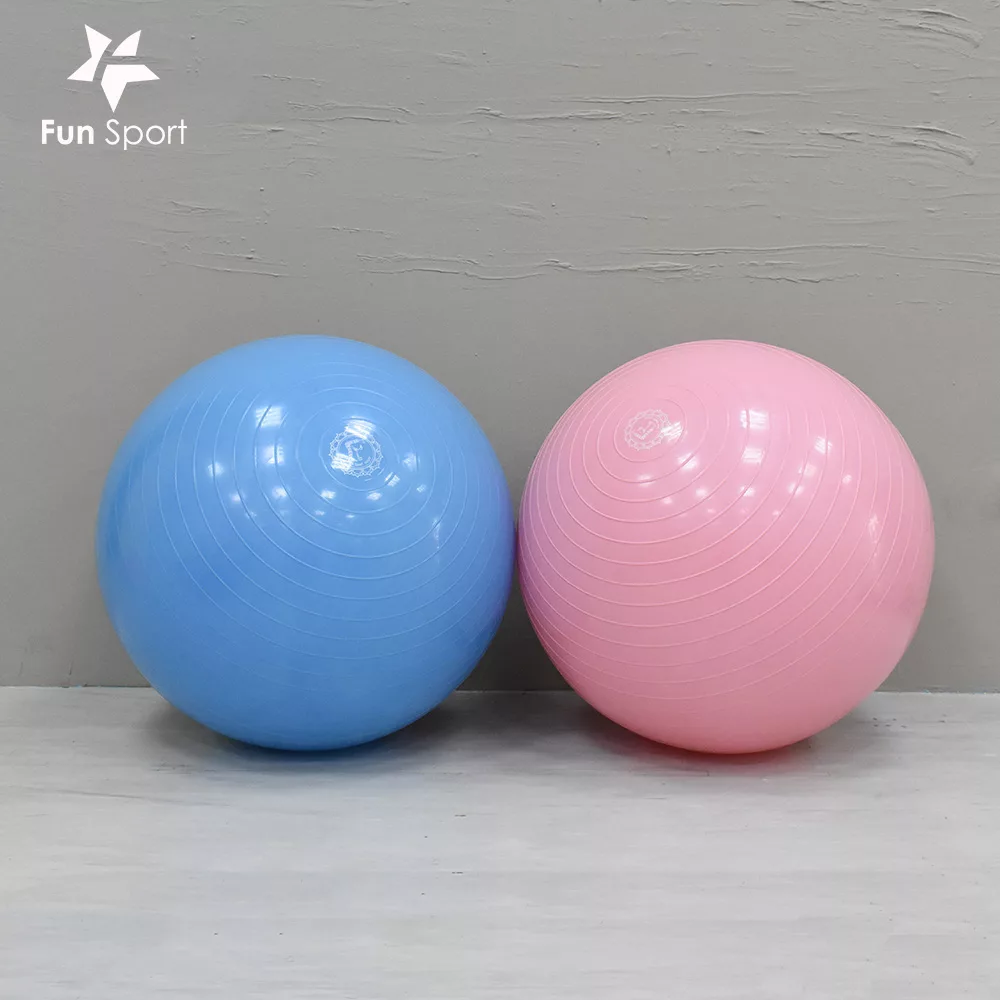 Funsport 歐力斯體適能健身球(55cm)送打氣筒(抗力球/瑜珈球/運動球)微笑粉