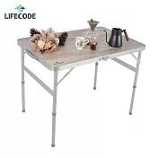 LIFECODE《009》橡木紋鋁合金折疊桌90x60cm