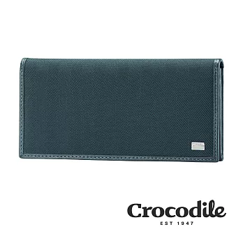 【Crocodile】Snapper布配皮系列長夾 0103-10001 藍色