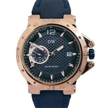 日本DW D3203 時尚簡約小秒設計皮帶錶- 玫藍