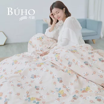 《BUHO》雙人四件式舖棉兩用被床包組 《春美日好》