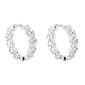 apm MONACO法國精品珠寶 閃耀銀色晶鑽葉子造型圈式耳環