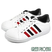 【GREEN PHOENIX】男 休閒鞋 滑板鞋 撞色 線條 孔洞 綁帶 平底 JP27 黑紅