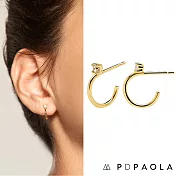 PD PAOLA 西班牙時尚潮牌 迷你C型耳環 925純銀鑲18K金 KITA 金色白鑽