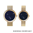 DOMENI COMPANY 經典系列 316L不鏽鋼單眼錶 魅惑藍錶盤 情人限定對錶 (GBM01/GBM01-32) 金色/32+40mm
