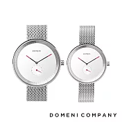 DOMENI COMPANY 經典系列 316L不鏽鋼單眼錶 時尚白錶盤 情人限定對錶 (SSM01/SSM01-32) 銀色/32+40mm