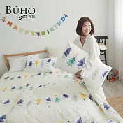 《BUHO》天然嚴選純棉雙人加大三件式床包組 《彩色森城》