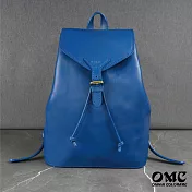 【OMC】義大利植鞣革抽繩後背包- 藍色