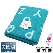 【MORINO摩力諾】美國棉趣味字母緹花浴巾 海洋藍