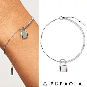 PD PAOLA 西班牙時尚潮牌 鎖頭手鍊 細緻鑲鑽手鍊 925純銀 BOND SILVER 銀色