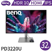 BenQ 32型IPS 4K專業螢幕-PD3220U(HDMI 2.0/USB 3.1/USB Type-C/喇叭2w*2)