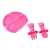 【Sprourtee Baby】寶寶學習餐盤組(餐盤+餐具)-桃粉色