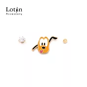 【LOTIN-米奇家族-台灣限定款】可愛寶寶布魯托/單鑽 組合貼耳金色