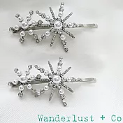Wanderlust+Co 澳洲品牌 Astra Hair Clip 閃耀繁星珍珠髮夾 灰銀色鑲鑽星星髮夾 2件組