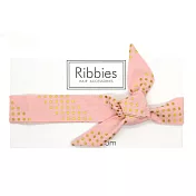 英國Ribbies 成人蝴蝶結髮帶-粉紅金點點