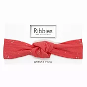 英國Ribbies 兒童寬版扭結髮帶-珊瑚紅銀點點