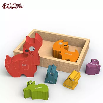 【BeginAgain】木頭造型玩具 貓咪家庭 (I1502)