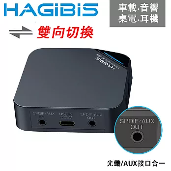 HAGiBiS Type-C/光纖/AUX 5.0版免持雙向音源接收器