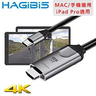 HAGiBiS海備思 Mac適用Type-C to HDMI 4K高畫質影音傳輸線