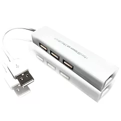 K─Line USB2.0轉RJ45網卡/3 Port USB HUB(白)