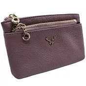 【Misstery】零錢包進口牛皮女用小巧零錢包/卡片夾-紫粉紫