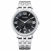 CITIZEN GENT’S 經典雋永小秒針時尚腕錶-銀X黑-BE9170-72E