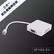 Mini Displayport to DP/VGA/DVI 三合一視訊傳輸轉接線
