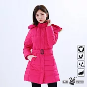 【遊遍天下】女款長版顯瘦極暖防風防潑水長版羽絨外套(GJ22012)L玫紅