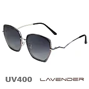 Lavender偏光太陽眼鏡 金屬鑲邊不規則款 漸層灰 8085 C3
