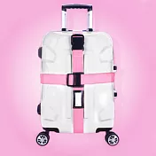 【旅遊首選、旅行用品】行李箱十字緊扣保護束帶 打包帶 綑綁帶 粉色