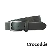 【Crocodile】鱷魚皮件 義大利植物鞣皮 馬鞍皮 真皮打洞寬版皮帶 0102-35004-01 黑色