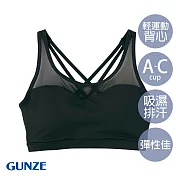 【日本GUNZE】吸濕排汗輕運動瑜珈背心-黑(TC5155-BLK)L黑