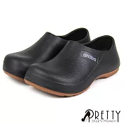 【Pretty】男女 廚師鞋 工作鞋 雨鞋 防水 平底 台灣製 JP28 黑色