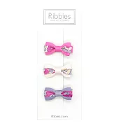 英國Ribbies 雙色緞帶蝴蝶結3入組-Besty Hot Pink
