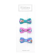 英國Ribbies 雙色緞帶蝴蝶結3入組-Poppy & Daisy Bright